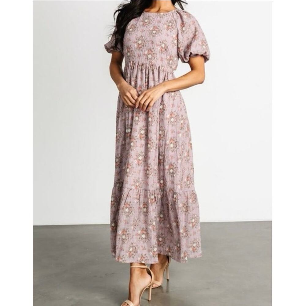 NWT Baltic Born Lucinda Back Tie Maxi Dress Lilac Floral Size Medium